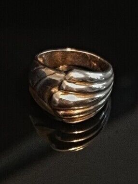 925 Sterling Silver Wave Statement Ring Size 7